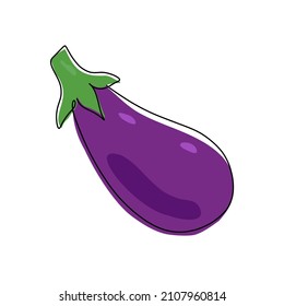 Ilustración vectorial dibujada a mano de berenjena en estilo de línea única. Cuidada ilustración de una verdura sobre un fondo blanco.