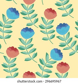 Hand drawn vector illustration. Elegant seamless pattern with retro flowers. 