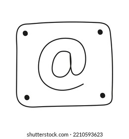 Ilustración vectorial dibujada a mano de la señal de correo electrónico. Aislado sobre fondo blanco