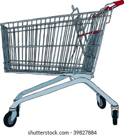 Hand drawn vector illustration of empty shopping trolley