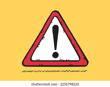 Hand drawn vector illustration of exclamation sign. Graphic is made in doodle style.