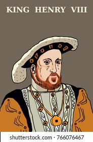 A hand drawn vector illustration of the famous Tudor, King Henry VIII.