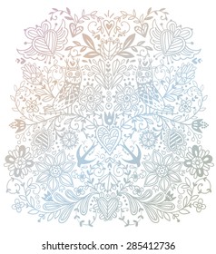 hand drawn vector illustration of fantasy plants and animals