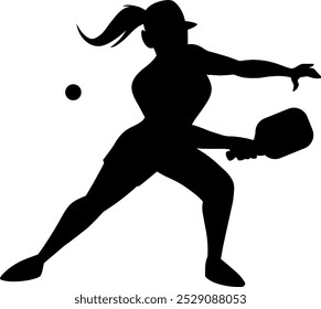 A hand drawn vector illustration of a female Pickleball Player.