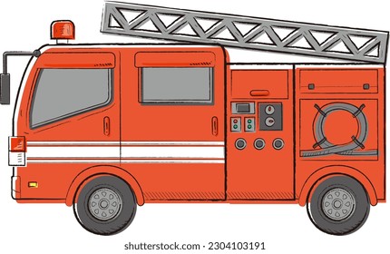 Hand drawn vector illustration of a fire truck