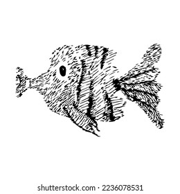 Hand drawn vector illustration of fish isolated on white background.