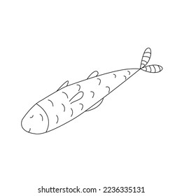 Hand drawn vector illustration of fish isolated on white background.