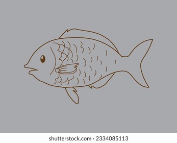 Hand drawn vector illustration of fish isolated