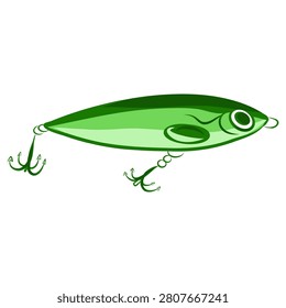 Hand drawn vector illustration of fishing rod bait on white background