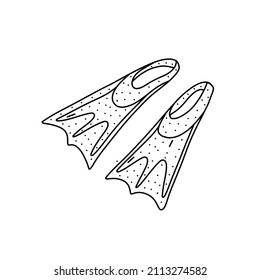 Hand drawn vector illustration of flippers. Cute illustration of flippers icon on a white background.