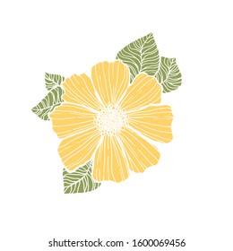 Hand drawn vector illustration of flower. For print.