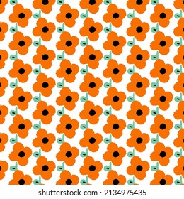 Hand drawn vector illustration of flower pattern in cartoon style.