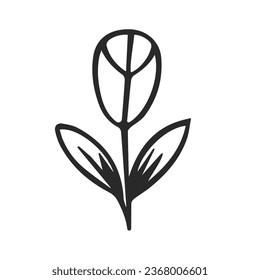 Ilustración vectorial de la flor dibujada a mano. Elemento de diseño de logotipo en blanco. Icono de Doodle