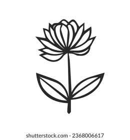 Hand drawn vector illustration of flower. Logo design element on white. Doodle icon