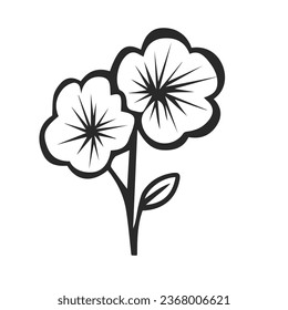 Hand drawn vector illustration of flower. Logo design element on white. Doodle icon