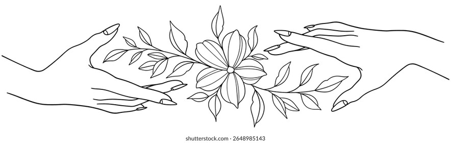 handgezeichnete Vektorgrafik von Hand mit Blume