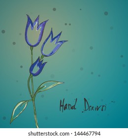 Hand drawn vector illustration of flowers with space for copy text.