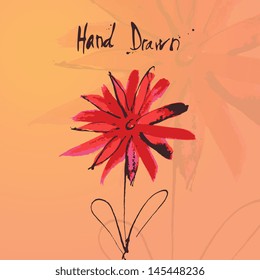 Hand drawn vector illustration of flowers with space for copy text.