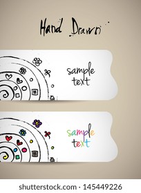 Hand drawn vector illustration of flowers with space for copy text.