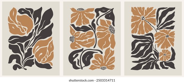 Hand Drawn vector illustration. Drawn folk illustration flower groovy Y2K posters. Vector posters in trendy retro psychedelic 2000s style. Aesthetic hippie. Girly cute design.