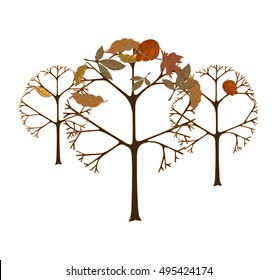 Hand drawn vector illustration. Forest design elements. 