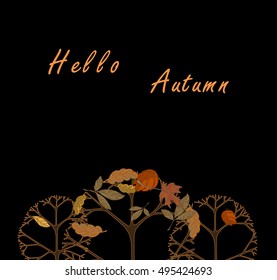 Hand drawn vector illustration. Forest design elements. Hello Autumn!