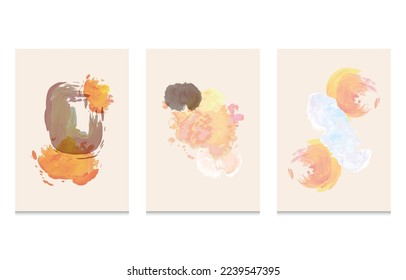 Hand drawn vector illustration frame. free splash of watercolor. Abstract design with doodle lines shapes. Contemporary art wallpaper isolated on white background. minimalist style pastel decoration