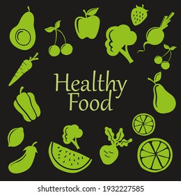 Hand drawn vector illustration of fruit and vegetable. Suitable for design element of healthy food product, organic food, and maintaining a healthy body. Fruit and vegetable vector background.