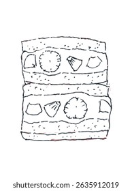 Ilustración vectorial dibujada a mano de sándwich de frutas	

