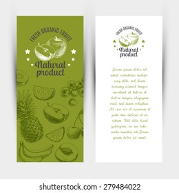 Hand drawn vector illustration with fruits and berries. Vintage. Sketch. 