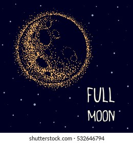 Hand drawn vector illustration of the full moon