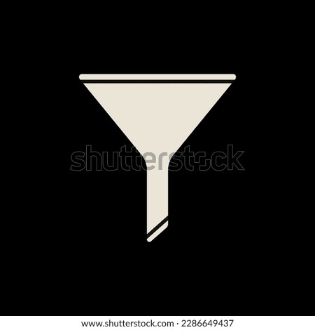 Hand drawn vector illustration of a funnel which is used for guiding liquid or powder into a small opening. Dark room supplies and kitchenware. Retro film development concept.