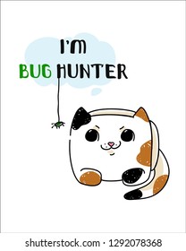 Hand drawn vector illustration of a funny cat and IT Quality Assurance joke