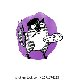 hand drawn vector illustration of funny cats