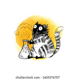 hand drawn vector illustration of funny cats