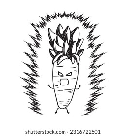 Hand drawn vector illustration funny carrot cosplay dragon ball z kakarot Mascot Character children cartoon clipart