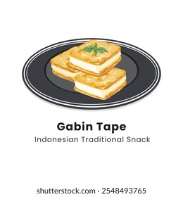 Hand drawn vector illustration of Gabin Tape Indonesian traditional snack. Fried crackers filled with mash fermented cassava.