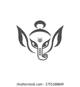 Hand drawn vector illustration of Ganesh Chaturthi. line drawing. black and white		