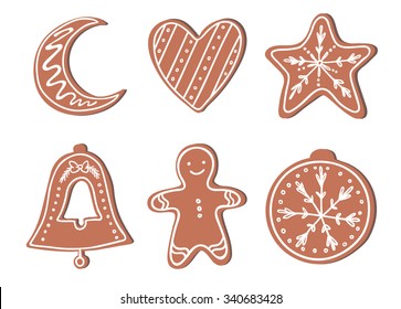 Hand drawn vector illustration - Gingerbread Christmas Cookies