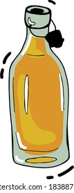 Hand drawn vector illustration of glass drink bottle. Doodle style sketch. 