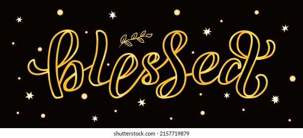 Ilustración vectorial dibujada a mano con la cita "Bendita" para tarjeta de regalo, banner, decoración o impresión
