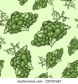 hand drawn vector illustration of grape, seamless pattern