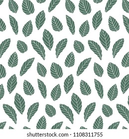 Hand drawn vector illustration of green leaves pattern.wallpaper.