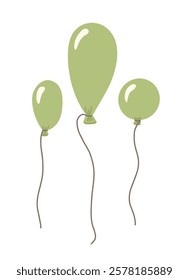 Hand drawn vector illustration of green balloons floating in the air for celebration design