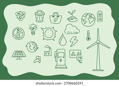 Ilustración vectorial dibujada a mano de la energía verde