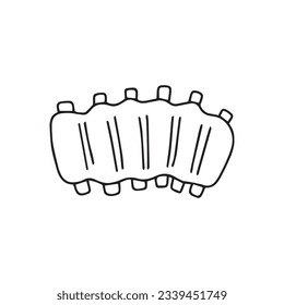 hand drawn vector illustration of grilled ribs