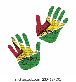Ilustración vectorial dibujada a mano con un patrón de bandera guyana excelente para diseño de afiches, revistas y ropa