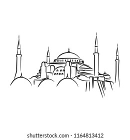 Hand drawn vector illustration of Hagia Sophia, Istanbul.