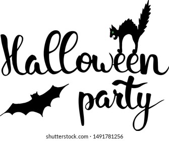 Hand drawn Vector illustration of Halloween calligraphy and brush pen lettering for party invitation, greeting card, banner. Handwritten holiday poster. Greeting Cartoon phrase