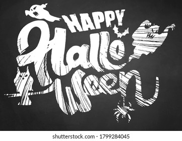 Hand Drawn Vector Illustration of Halloween Doodle, illustrator line tools drawing,Flat Design